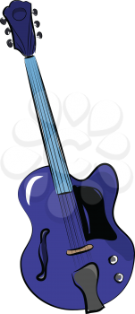 Blue electronic guitar vector or color illustration
