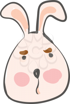 Big eared grumpy hare vector or color illustration