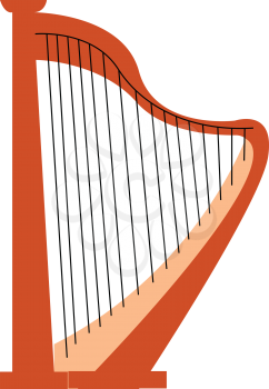 Stringed musical instrument harp vector or color illustration