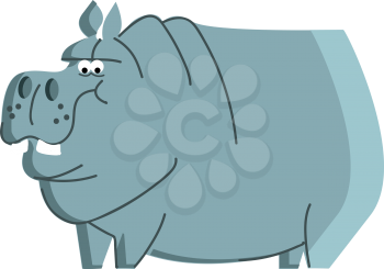 Blue angry hippo vector or color illustration