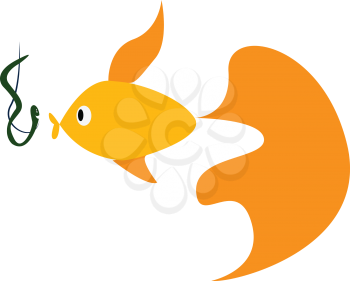 Fish and fishing hook vector or color illustration