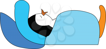 A sleeping penguin vector or color illustration
