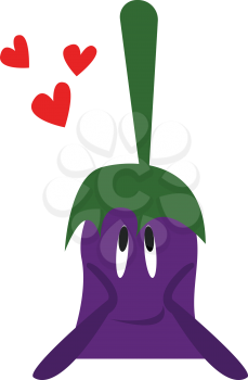 An egg plant is in love vector or color illustration