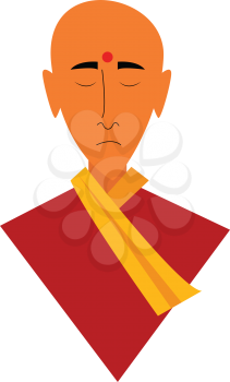 Meditating monk vector or color illustration