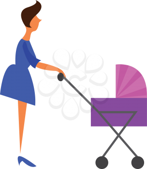 A mother with baby cart vector or color illustration