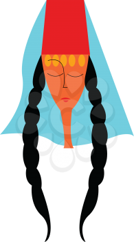 Young girl in national costume vector or color illustration
