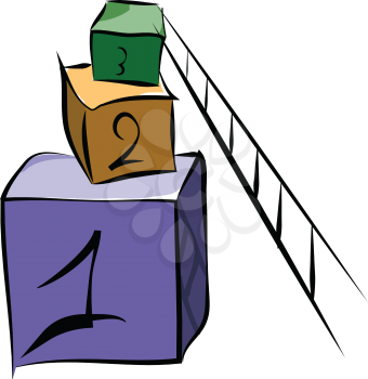 Cubic boxes with numbers vector or color illustration