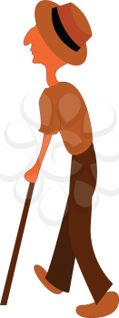 Old man walking vector or color illustration