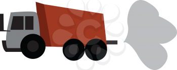 An orange commercial truck vector or color illustration