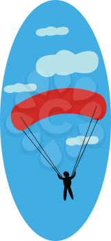 A red parachute vector or color illustration