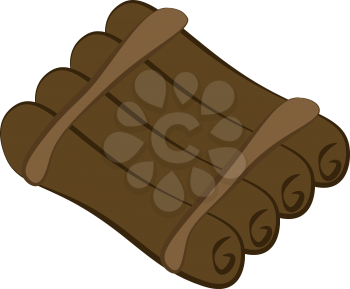 A timber floating raft vector or color illustration