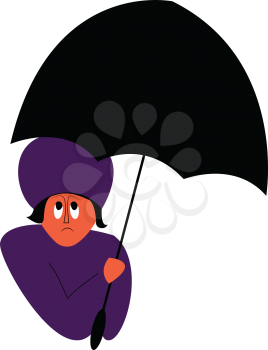 A person with umbrella vector or color illustration