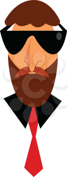 Stylish guy in red neck tie vector or color illustration