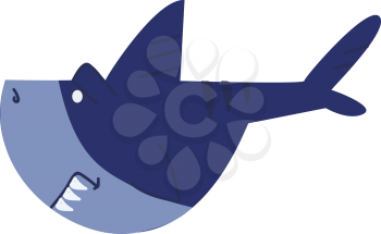 A blue shark with sharp tooth vector or color illustration