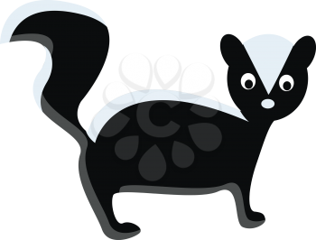 A skunk with long tail vector or color illustration
