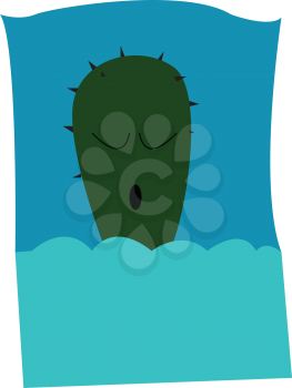 A sleeping cactus vector or color illustration