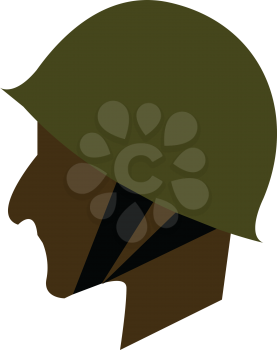 Side face of a soldier vector or color illustration