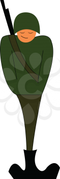 A standing soldier vector or color illustration