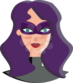 A super woman in purple hair vector or color illustration