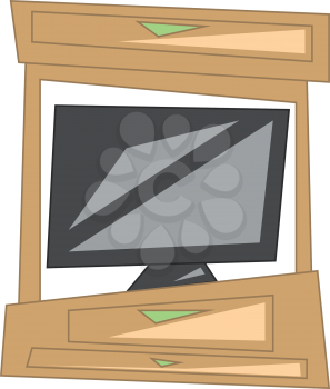 A wooden TV cabinet vector or color illustration