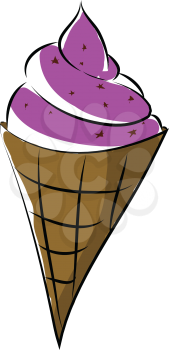 Ice cream cone with sprinkles vector or color illustration