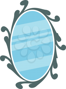 Mirror with decorative frame vector or color illustration