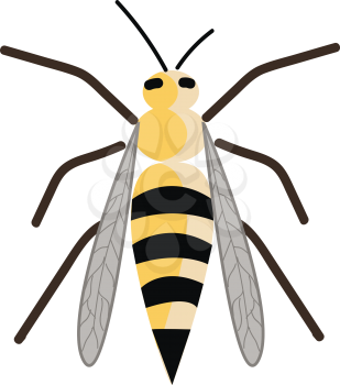 A cute wasp is sitting down vector or color illustration