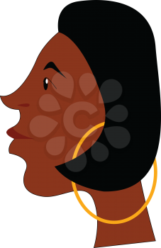 Side face of a girl with gold earrings vector or color illustration