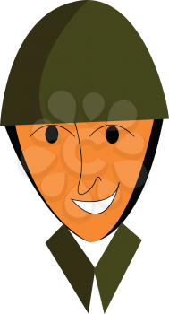 A happy soldier's face vector or color illustration