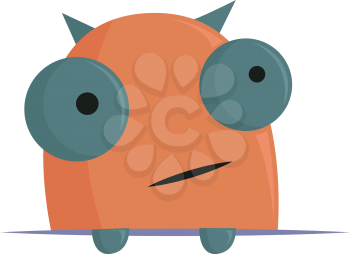A surprised monster with grey eyes ears and hands vector color drawing or illustration 