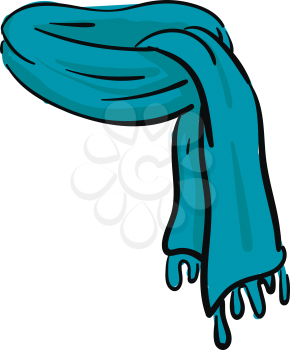 A blue scarf rolled up vector color drawing or illustration 