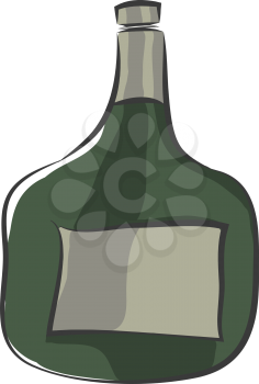 A green bottle having its cap twisted slightly to open vector color drawing or illustration 