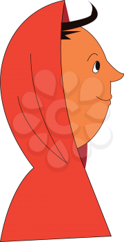 The side view of an almost bald boy wearing an orange hoodie and some of his hair spiking out of the hoodie vector color drawing or illustration 