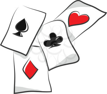 A set of rummy cards placed on the table vector color drawing or illustration 