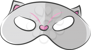 A grey cat face mask with pink ears and nose vector color drawing or illustration 