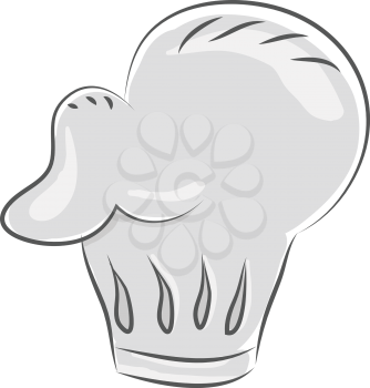 A white color puffy chef's hat vector color drawing or illustration 