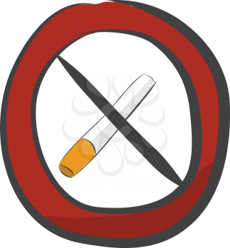 A red color no-smoking sign placed in a public spot vector color drawing or illustration 