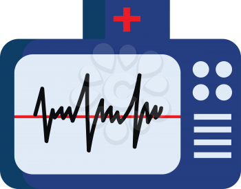 Blue color electrocardiogram with buttons on the side depicting ECG waves vector color drawing or illustration 