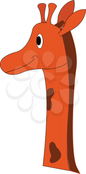 A tall orange giraffe looking up vector color drawing or illustration 