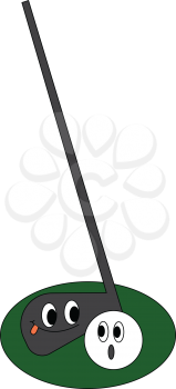 A golf club ready to strike a golf ball on a field vector color drawing or illustration 