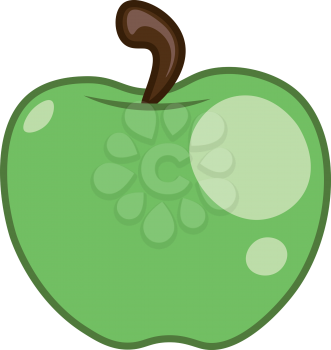 A large ripe juicy green apple hanging from a tree vector color drawing or illustration 