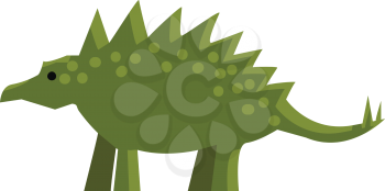 An ancient green dinosaur with spikes on its back and tail vector color drawing or illustration 