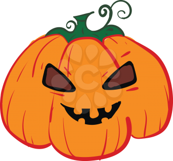 A scary pumpkin with an evil laugh and evil eyes vector color drawing or illustration 