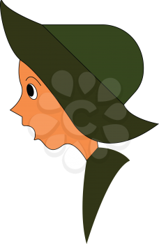 A little boy with his mouth opened wears a green-colored hat is dressed in a green-colored shirt and is surprised at something vector color drawing or illustration 