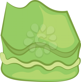 Green-colored cartoon mochi cake with layers that is yummy and delicious vector color drawing or illustration 