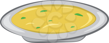 A white-colored bowl with delicious and yummy omelet garnished with coriander leaves vector color drawing or illustration 
