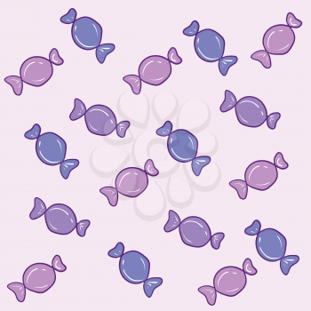 A texture with purple and blue color toffees has U-shaped designs arranged in a particular order vector color drawing or illustration 