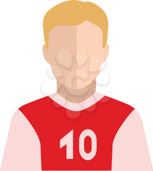 The clipart of a player with hair colored in yellow with a red shirt printed with number 10 looks handsome vector color drawing or illustration 