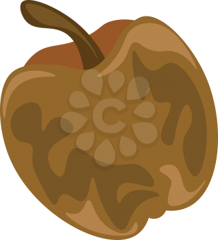 An unpleasant rotten cartoon apple in brown color is waiting to get disposed to the bin vector color drawing or illustration 
