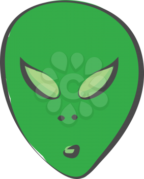 An Alien in cartoon depicting dangerous look showing only the face in green color vector color drawing or illustration
